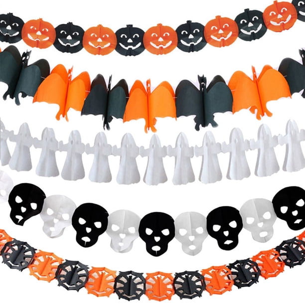 Gwong Decoración hogareña 300 cm Halloween Pumpkin Spider Bat Ghost Bunting Banner Garland Decoración de fiesta Gwong 21036866