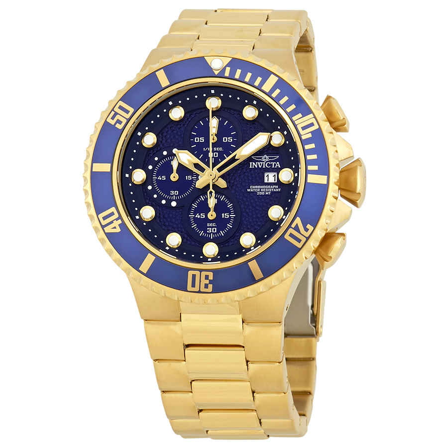 Invicta Men's 25297 Pro Diver Blue Dial Yellow Gold Steel Chronograph Dive  Watch