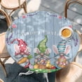thumbnail image 2 of Easter Bunny Gnomes Round Tablecloth, Fitted Table Cover with Elastic for 55"-60" Round Tables, Spring Easter Eggs Floral Blue Wood Table Cloth Outdoor Indoor Dinning Party Waterproof Tablecloths, 2 of 7