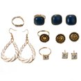 thumbnail image 1 of Juego de 8 pendientes y anillos de aleación con diamantes de imitación Sin accesorio de joyería a la moda, 1 of 1