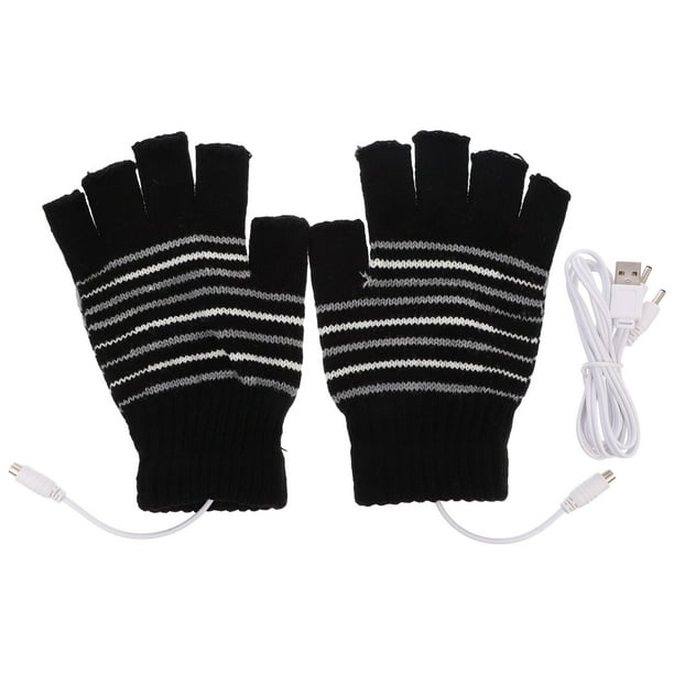 1 par de guantes unisex con calefacción por USB, calentadores de manos de invierno, guantes sin dedos