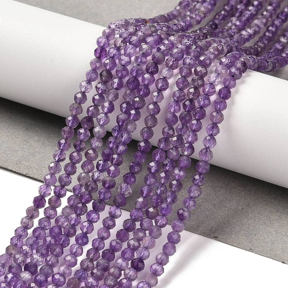 1strand Amethyst Beads Strands Faceted Round 3mm Hole: 0.7mm about 124pcs/strand 15.55''(39.5cm)