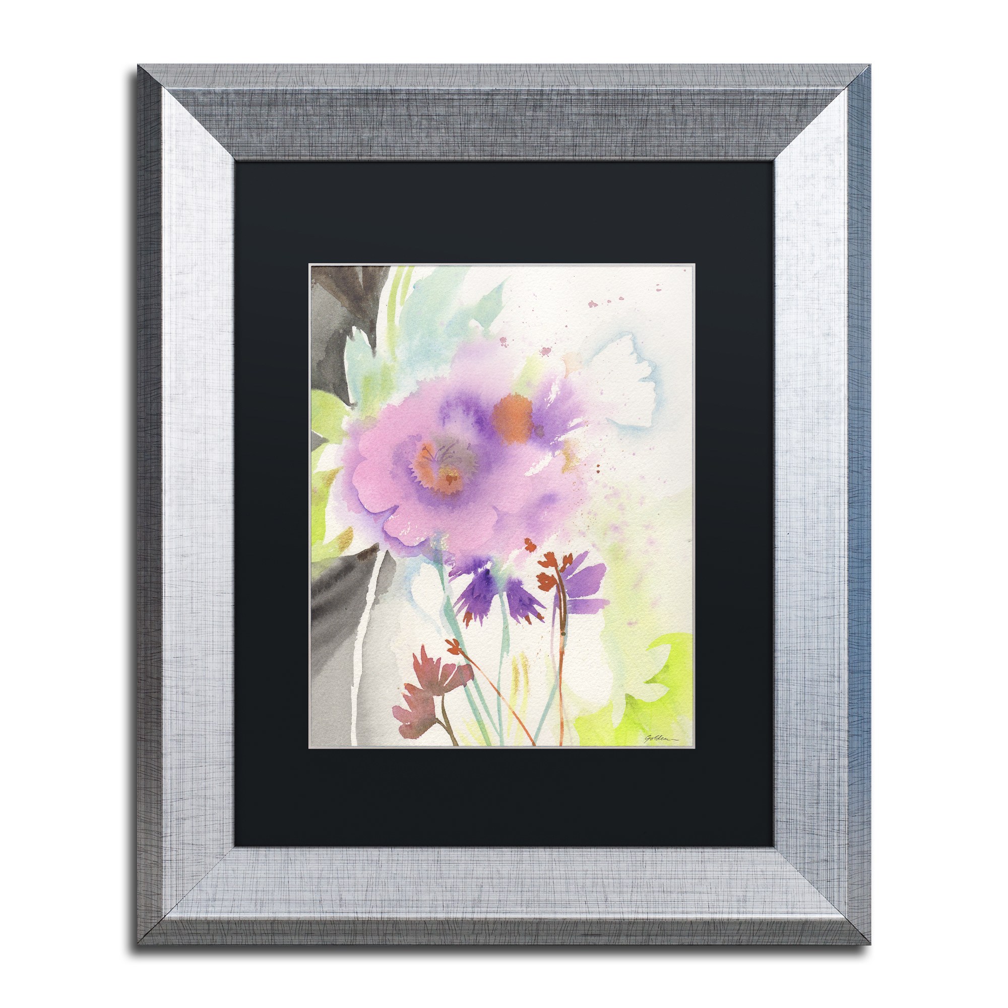 Trademark Fine Art "Mauve Garden Shadows" Canvas Art by Sheila Golden, Black Matte, Silver Frame