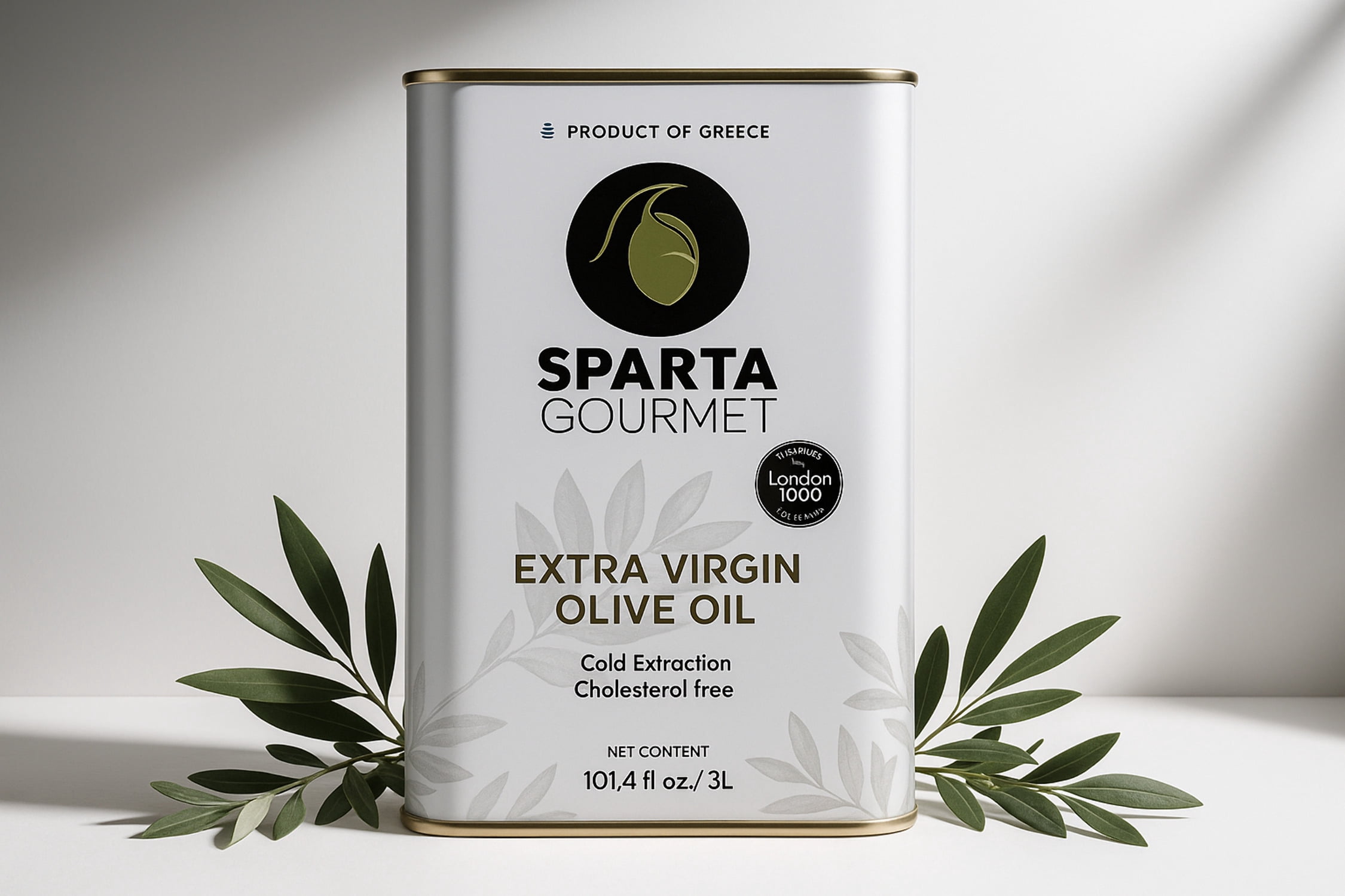 Sparta Gourmet Extra Virgin Olive Oil – Premium Greek Cold-Pressed Olive Oil (101.4 fl oz / 3L)
