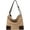 Khaki, variant on Women Vintage Boston Bag Fashion Frosted PU Leather Canvas Shoulder Bag Purse