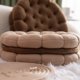 thumbnail image 4 of Cojín redondo decorativo con forma de galleta de 14 pulgadas, cómodo, divertido, bonito cojín circular para asiento, cojín para suelo para sofá, silla, cama, coche (Beige), 4 of 5