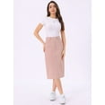 thumbnail image 4 of DARING DIVA Women's Denim Split Back Pockets Midi Jean Skirts M Pink, 4 of 7