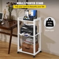 thumbnail image 2 of VEVOR Printer Stand, 3-Tier Rolling Printer Cart, Adjustable Storage Shelf Rack on Lockable Wheels, 19.69x 13.78x 42 inch Printer Table for Home Office Small Spaces Organization, White, 2 of 9
