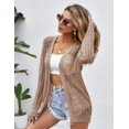 thumbnail image 3 of 2025 Spring Lightweight Crochet Cardigan for Women Long Sleeve Open Front Knit Oversized Cardigans Sweaters, 3 of 5