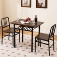 thumbnail image 1 of Gymax 3-Piece Rectangular Dining Table&Chairs Set Wooden Breakfast Nook w/Storage Rack Rustic Brown & Black, 1 of 10