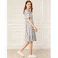 thumbnail image 4 of Allegra K Vestido A-Línea Dobladillo Volante Decoración De Botones Manga Corta Estampado Floral Suelto Para Mujeres Gris L Unique Bargains ajustado, 4 of 6