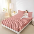 thumbnail image 4 of Homewish Modern Geometric Checkered Bed Sheets,Vintage Aesthetic King Sheets,Red White Brown Sheet Set For Girls Boys,Microfiber Bedroom Decor,4-Piece, 4 of 7