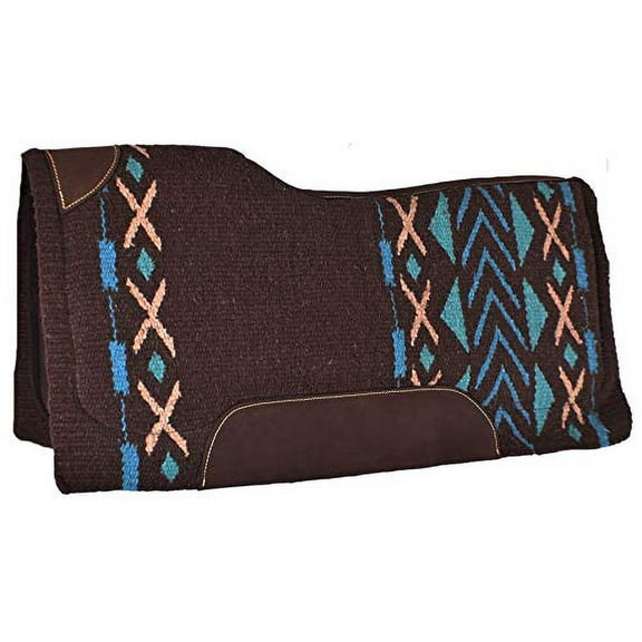 Showman 34" x 36" Teal, Turquoise, Tan & Brown Memory Felt Bottom Saddle Pad