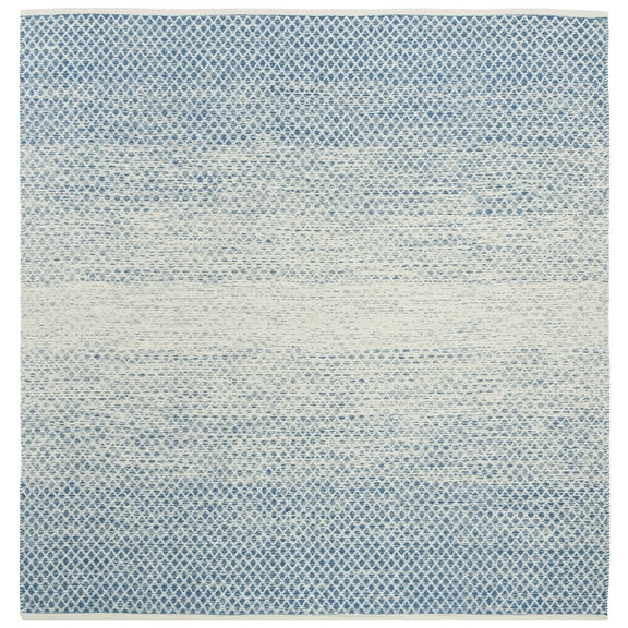 SAFAVIEH Montauk Vaughn Geometric Cotton Area Rug, Blue/Ivory, 8' x 8' Square