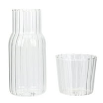 LEORX 1 Set Food-safe Material Glass Water Carafe For Households And Bedside Use 11.8x2.2x2.2in