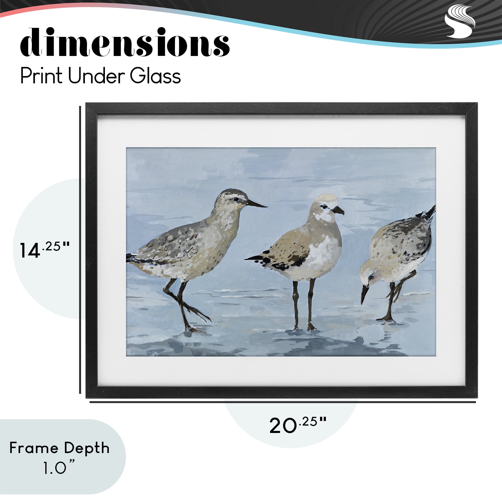 Stupell Industries Sandpipers Beach Coastal Scene Black Framed Print Under Glass, design by Lorenzo Collective