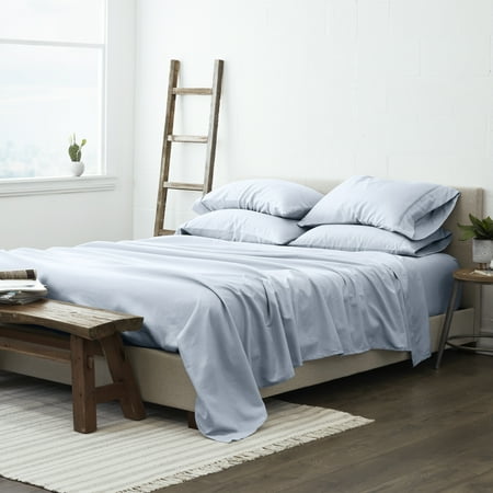 Noble Linens 6 Piece Light Blue Solid Microfiber Bed Sheet Set For Full Size Bedding