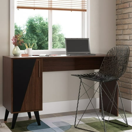 Hogan 2 Shelf Mid Century Office Desk In Dark Brown Walmart Com