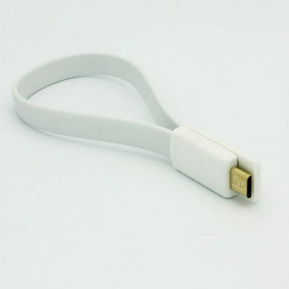 White Short Flat USB Cable Rapid Charge Power Wire Sync Micro-USB Data Cord Supports Fast Charging Compatible With Alcatel Onyx - Samsung Galaxy Halo