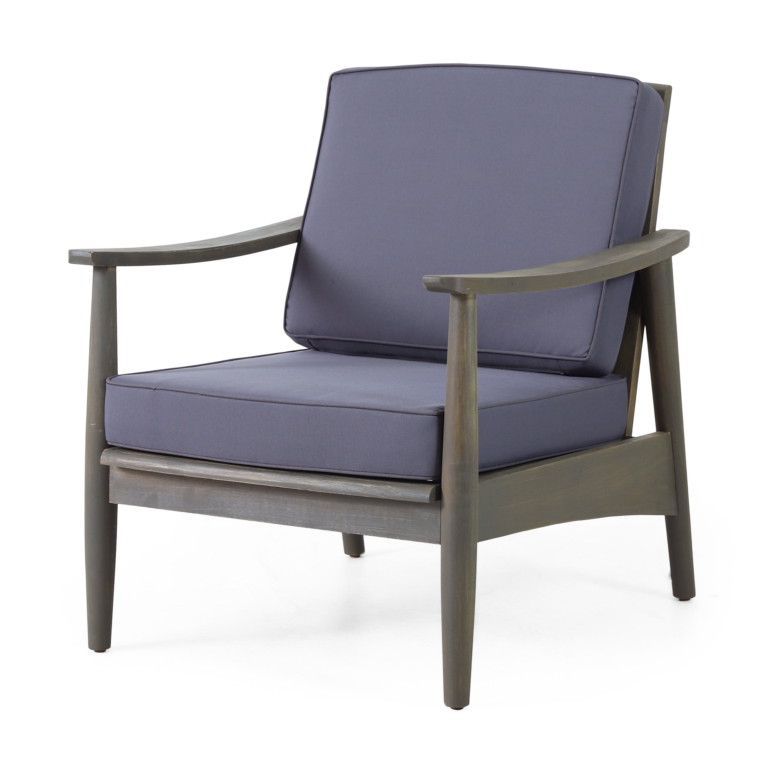 Greta Acacia Wood Outdoor Club Chair, Gray and Dark Gray