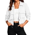 thumbnail image 6 of QINGFSAP Womens Lapel Button Front Jacket Long Sleeve Outdoor Casual with Pockets Lightweight Top, 6 of 9