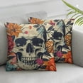 thumbnail image 3 of BANET Satin Pillowcase for Hair and Skin Pillowcase Standard Size Skull Bone Flower Rose Floral Pillow Cases Cooling Satin Pillow Covers with Zipper Closure Pillow Cases Set of 2 24x24in, 3 of 7
