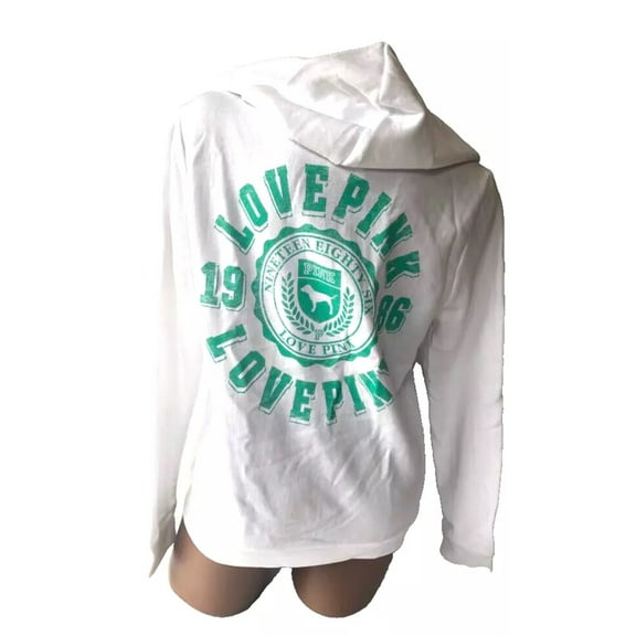 Victoria's Secret Pink Full Zip Hoodie Color White, Medium NWT