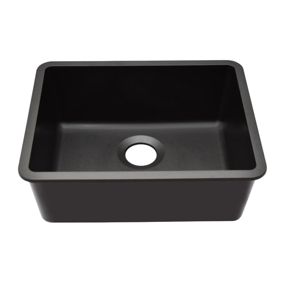 23" x 18" Quartz Kitchen Sink, Single Bowl Sink, Drop-in Sink, Undermount Sink, Granite Kitchen Sink, Galaxy Black Kitchen Sink Lexicon Platinum LP-2318-K-SO