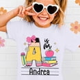 thumbnail image 4 of XFeng Girls Crew Neck Short Sleeve T-Shirt, Custom Initial Name School Book Pencil Graphic Casual Back To School Kid Tee, 4 of 5