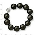 thumbnail image 4 of Sterling S Majestik Rh-pl 14-15mm Coin Blk Imitat Shell Pearl CZ Clasp Brac; for Adults and Teens; for Women and Men, 4 of 4