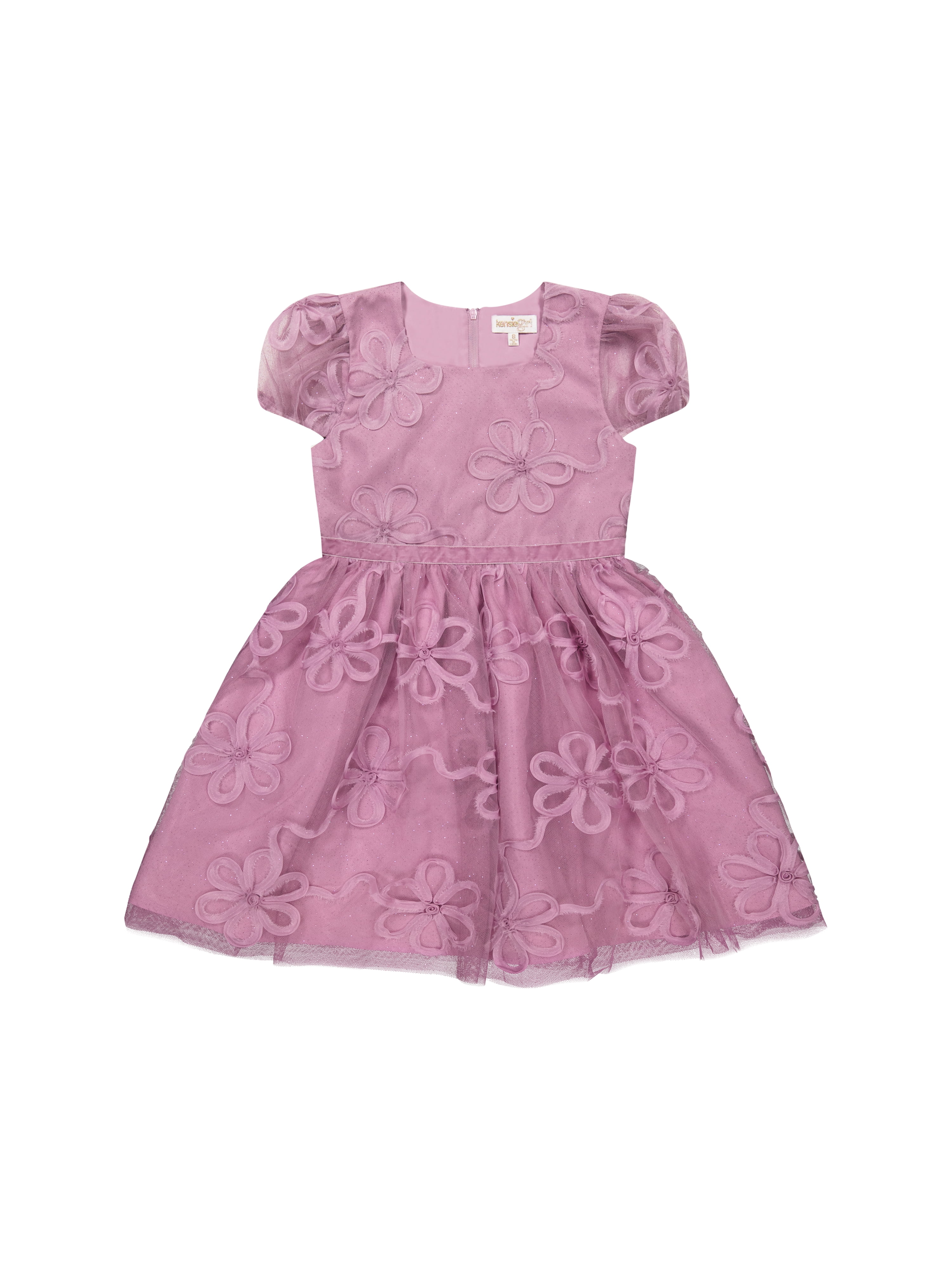 Kensie Girl Floral Soutache Mesh Short Sleeve Dress, Sizes 4-16