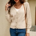 thumbnail image 2 of HAPIMO Sales Cardigan Sweaters for Women Long Sleeve Button Down Knitwear Solid V-Neck Casual Jumper Tops Womens Fall Fashion Sweaters Beige S, 2 of 8