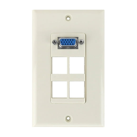 Construct Pro VGA Keystone Wall Plate (4 Ports, Color: Light Almond)