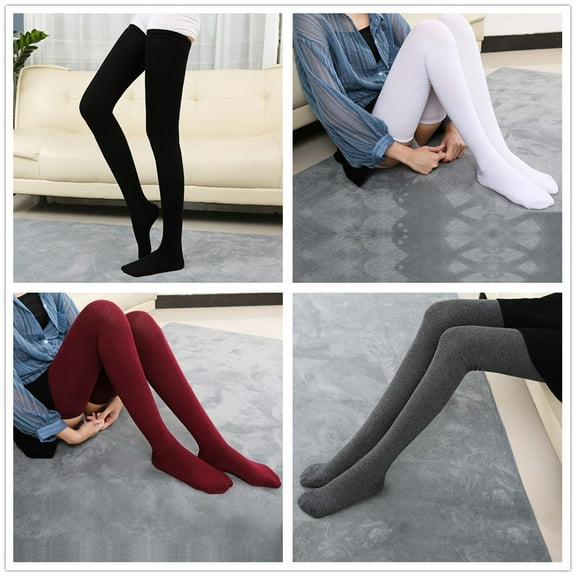 LOLIPPYY Thigh Cotton Socks for Women Stay in Place Black 1 Pair