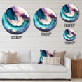 thumbnail image 4 of Designart "Abstract Geode Blue and Purple I" Abstract Marble Round Metal Art, 4 of 5