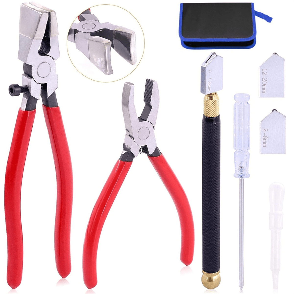 Glass Running Breaker and Cutting Tool Set, Heavy Duty Glass Cutting Tools, for Stained Glass,Mosaic Cutting Pliers Tool
