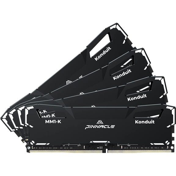 Timetec Pinnacle Konduit 32GB KIT(4x8GB) DDR4 3200MHz PC4-25600 CL16-18-18-38 XMP2.0 Overclocking 1.35V Compatible for AMD and Intel Desktop Gaming PC Memory Module RAM - Black