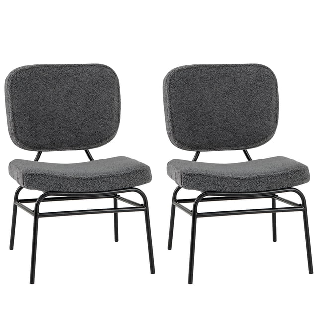 Costway Lot de 2 Fauteuils d'Appoint Rembourrés avec Rembourrage en Mousse, Patins de Pieds Ajustables et Cadre en Métal