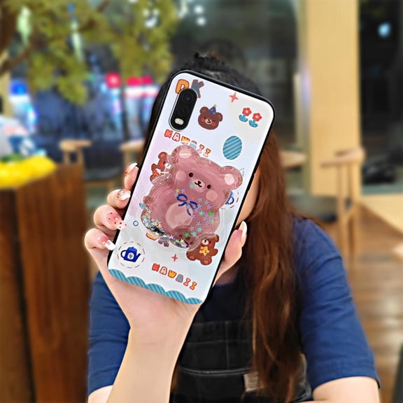 LYM-Phone Case For Samsung Galaxy Xcover Pro, Cute Glitter Soft Case Kickstand Quicksand Fashion Design Cartoon Rotatable stand Anti-knock Waterproof TPU Durable Skin feel silicone