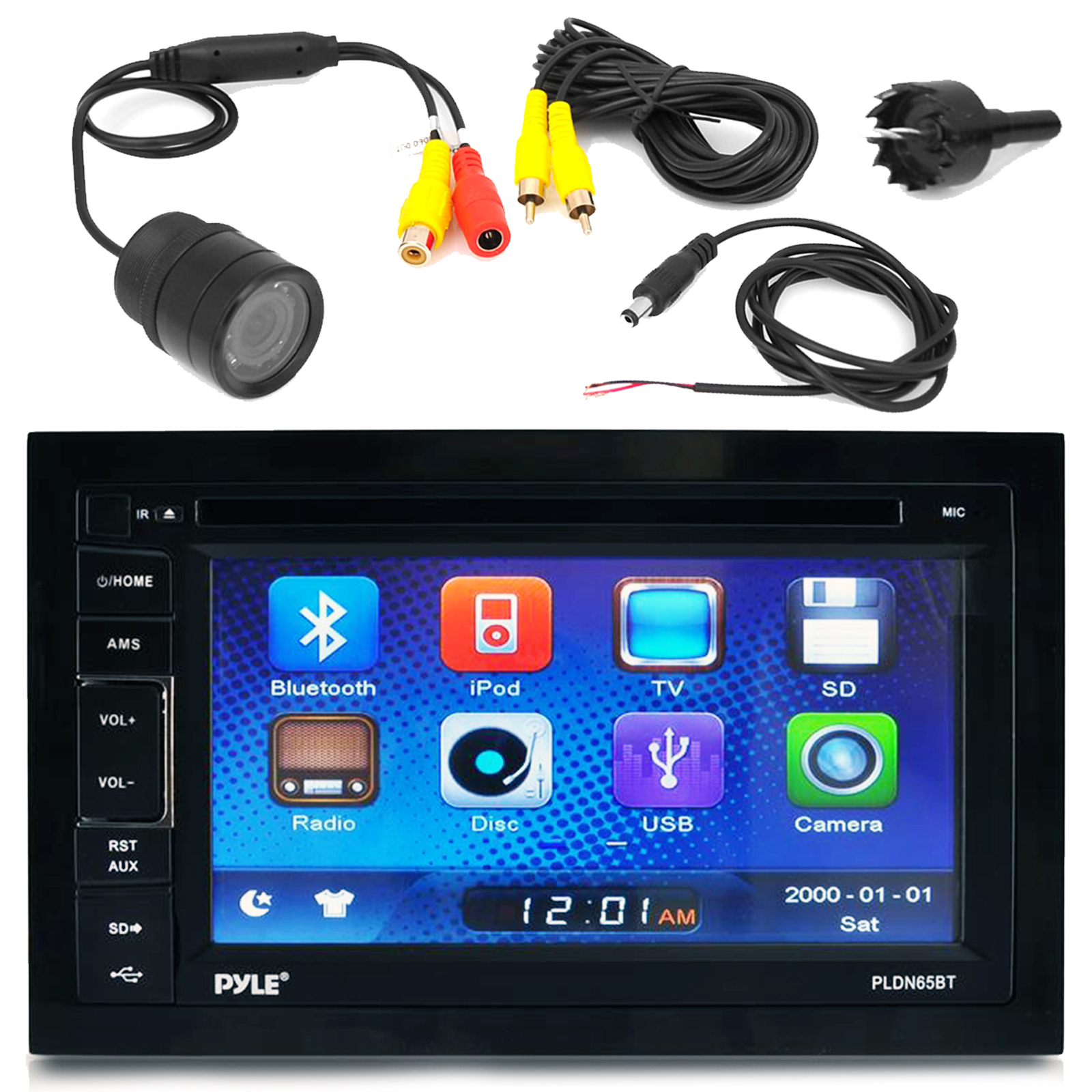 Pyle 6.5" Touch Screen Display Car CD DVD Bluetooth Stereo Receiver Bundle Combo With PLCM22IR Flush Mount Rear View Colored Backup Camera - Walmart.com
