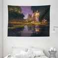 thumbnail image 1 of Landscape Tapestry, Idyllic Scenery at Night with a Stone Lantern Fireflies and Forest Trees Swamp, Wall Hanging for Bedroom Living Room Dorm Decor, 80W X 60L Inches, Multicolor, by Ambesonne, 1 of 2