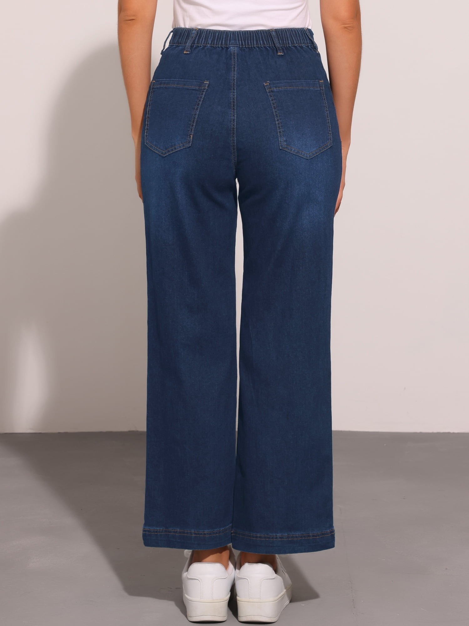 DARING DIVA Women's High Waist and Stretchy Wide Leg Jeans XL Black Blue