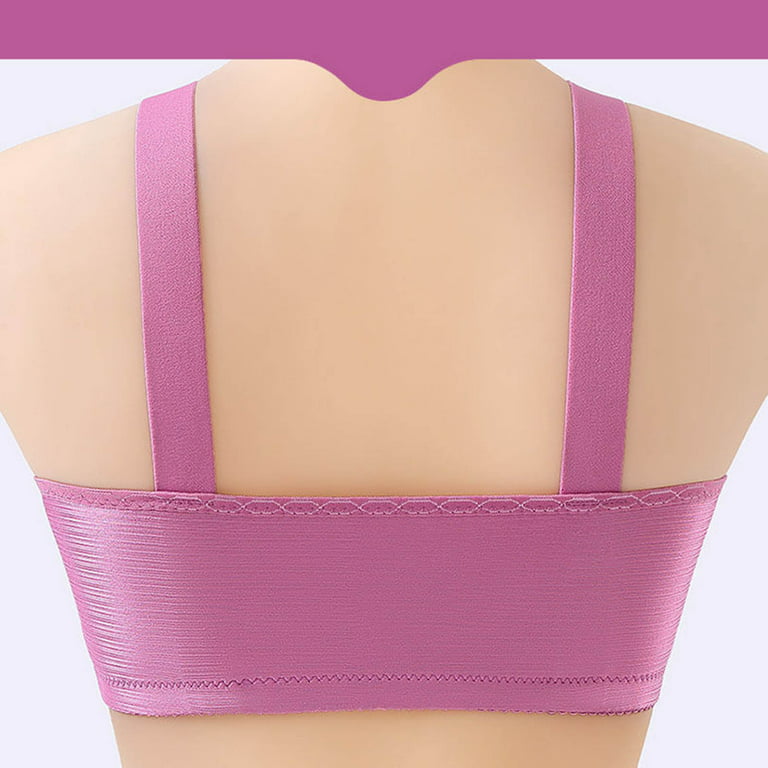 Ozmmyan Wirefree Bras for Women ,Plus Size Front Closure Lace Bra Wirefreee  Extra-Elastic Bra Adjustable Shoulder Straps Sports Bras 36C-46C, Summer