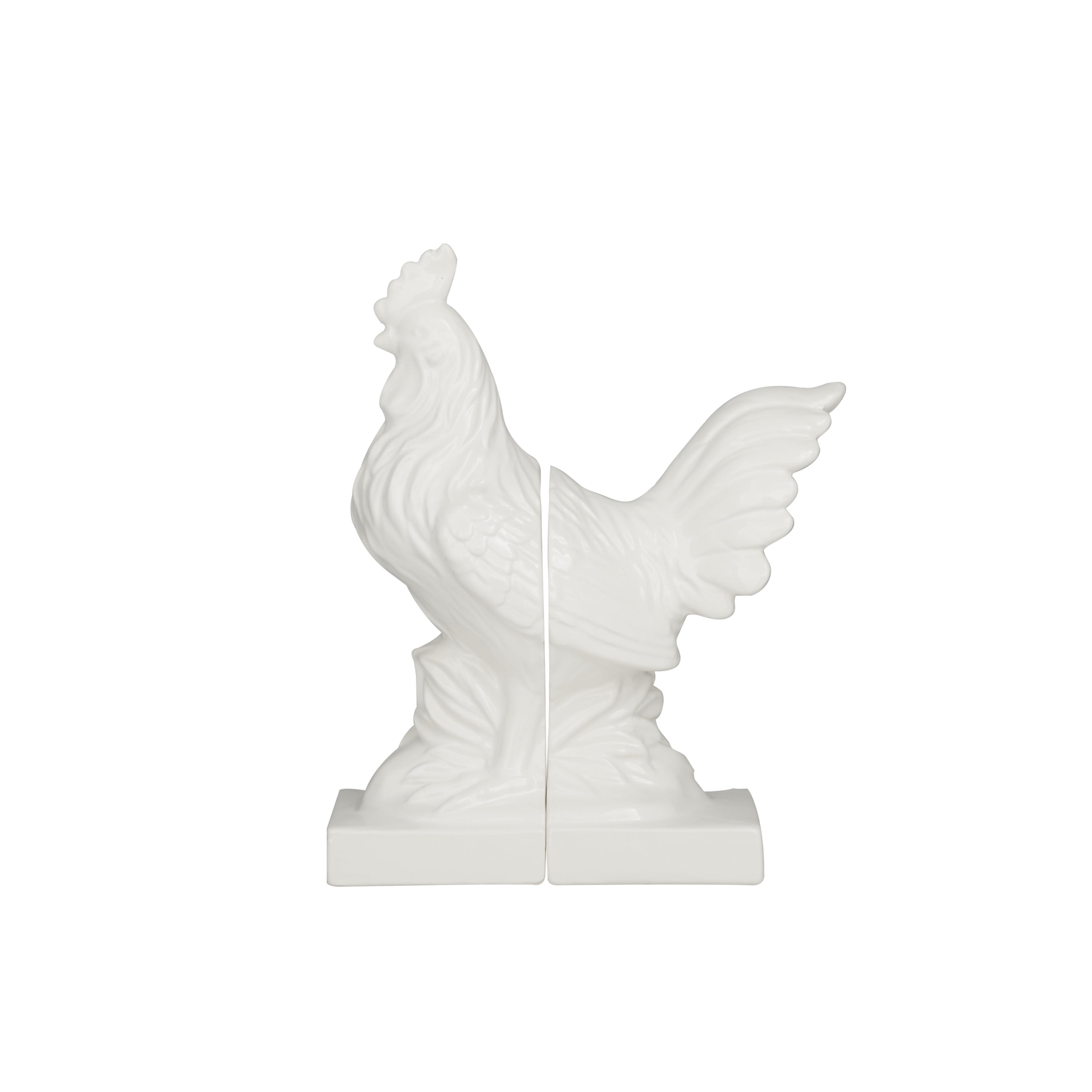 DecMode 5"W, 11"H Dolomite Modern Farmhouse Bookends, White, 2-Piece