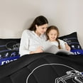 thumbnail image 5 of jejeloiu Rugby Game Gamer Bedding Comforter Set,Football Sport Theme Twin Comforter Sets,Blue Black Bedding Set For Boys Teens,Luxury Bedroom Decor Reversible,2pcs, 5 of 8