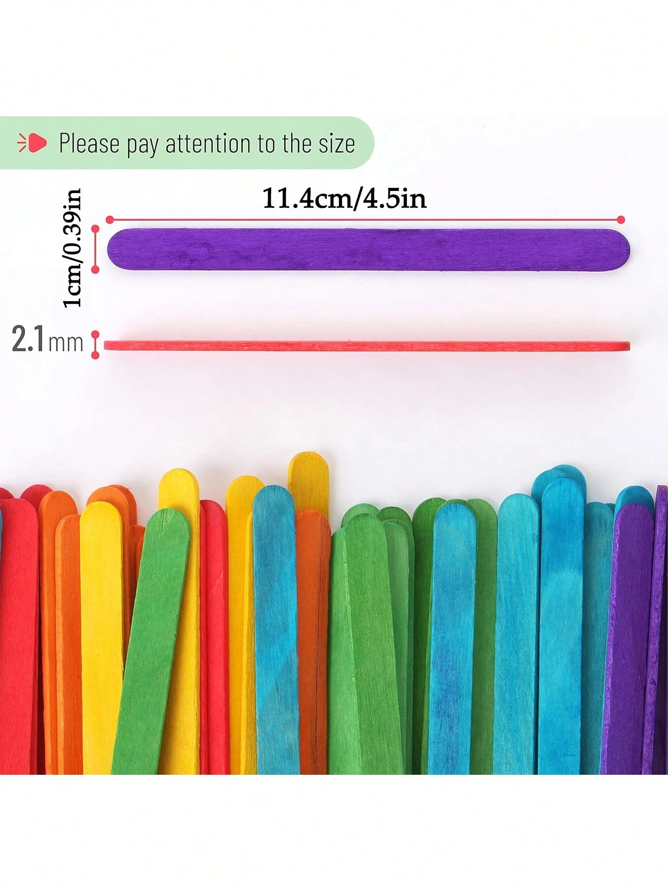 Colored Popsicle Sticks, Wooden Rainbow 4.5 Inch Craft Sticks, Ice Cream Sticks for DIY Handmade Supplies, Colored, 200pcs