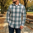 thumbnail image 2 of Yertdoel Flannel Shirt for Men Plaid Lapel Long Sleeve Button Up Shirt Daily Trendy Casual Soft Comfy Warm Shirt Jacket, 2 of 8