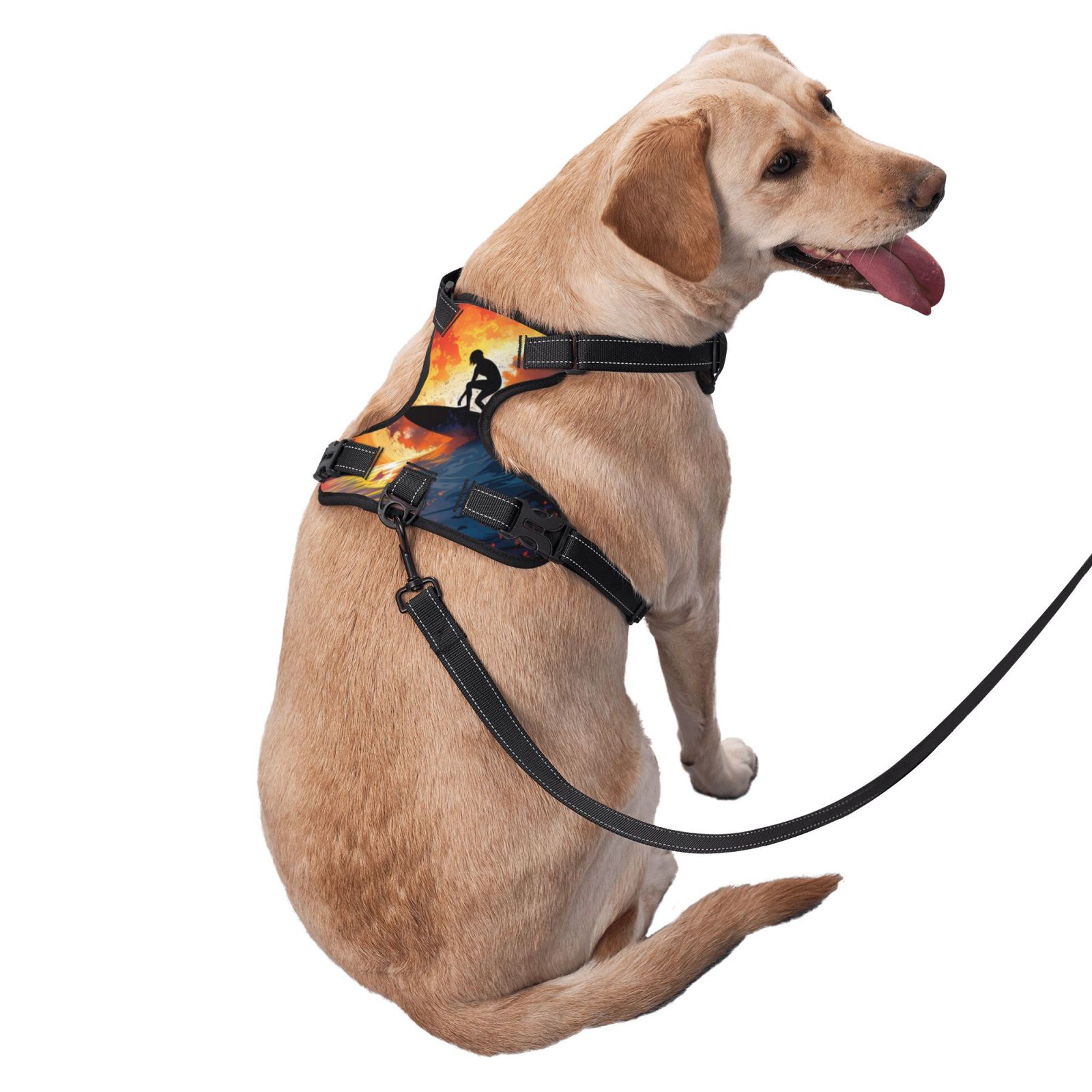 Vsdgher Sunset Surfing Silhouette Dog Harness, No-Pull Pet Harness, Dog Vest, Pet Vest for Small to Large Dogs-Medium
