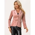 thumbnail image 3 of DARING DIVA Women's Notched Lapel Button Front Office Velvet Blazer 3XL Pink, 3 of 6