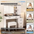 thumbnail image 5 of Vabches Vanity Set with Stool and Light, Glass Top, Modern Makeup Table with 5 Drawers, Black, 5 of 9